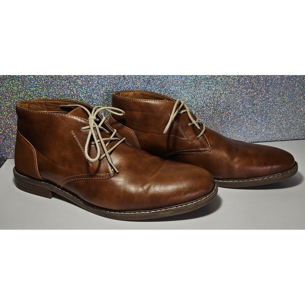 Arizona Jeans Co. Mens Brown Leather Gleeson Chukka Boots Lace Up Ankle Size 12M